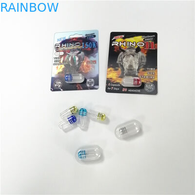 Kuşe Kağıt Blister Kartı Ambalajı Özel Baskılı 3D Efekt Gergedan 69 Hap Kapsül Paketi