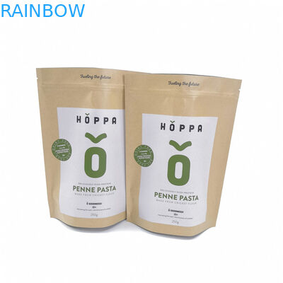 Eko Dostu Kraft Kağıt Torba Ambalaj Gıda Ekmek / Şeker / Meyve Fermuar için Stand Up