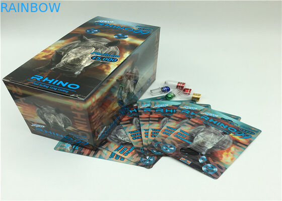 Plastik Kapaklı Altın 69K Rhino Toz Kapsül Blister Ambalaj Ambalaj 3D Kart