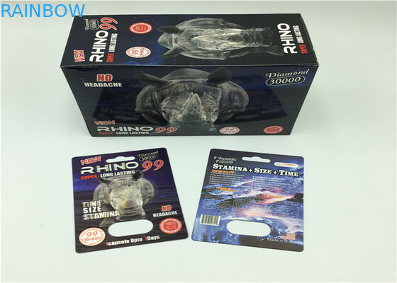 Erkek Toz Cinsel Geliştirme Hapı için Gergedan Toz Kapsül Blister Kart Ambalajı