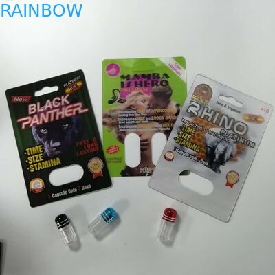 Cinsel Geliştirme Hapları Blister Kart Ambalajı Rhino 69 Neme Dayanıklı Geri Dönüştürülebilir