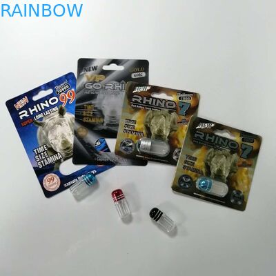 Powful Erkekler Seks Güç Tıp Blister Kart Ambalaj Cinsel Geliştirme Gergedan 69 Hap Paketi