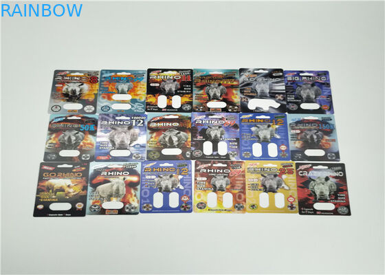Yangın Rhino50K 3d Etkisi Blister Kart Ambalaj Erkek Geliştirme Hap Paketi Kapsül Seks Hapları Için