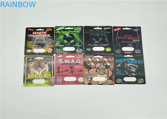 Su geçirmez Blister Kart Ambalaj Rhino 99 50k Erkek Geliştirme Hapları 3d Efekti Ekleme Kartı