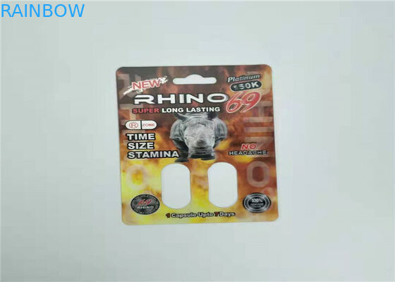 Erkek Cinsel Performans Arttırıcı Haplar Blister Kart Ambalajı Rhino 99 50k 150k 3d Efekt Kartı