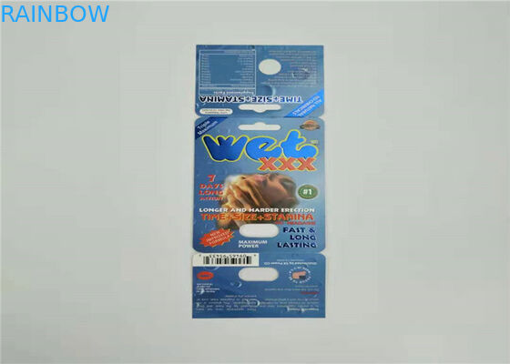 Bir Set Seks Hapı Kağıt Kartı Ambalaj Kırmızı Şerit Gergedan V7 Blister Kart Özel Renk