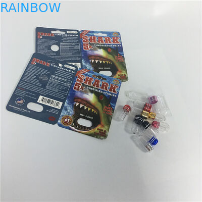 Gergedan Erkek Geliştirme Hapı Kapsülleri Ambalaj Kutuları Blister Köpekbalığı Kağıt Kartları