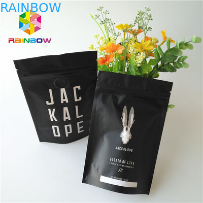 Mat Siyah Metalik Folyo Kılıfı Stand Up Fermuar / Valfli 2 Oz Kahve Poşeti