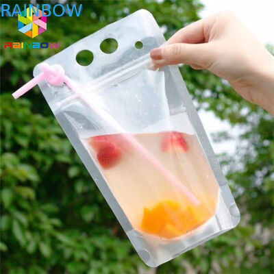 PET Malzeme İçecek Suyu Yiyecek Kılıfı Paketleme Doypack Çanta CMYK Kulplu Baskı