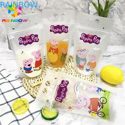 PET Malzeme İçecek Suyu Yiyecek Kılıfı Paketleme Doypack Çanta CMYK Kulplu Baskı