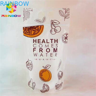 PET Malzeme İçecek Suyu Yiyecek Kılıfı Paketleme Doypack Çanta CMYK Kulplu Baskı