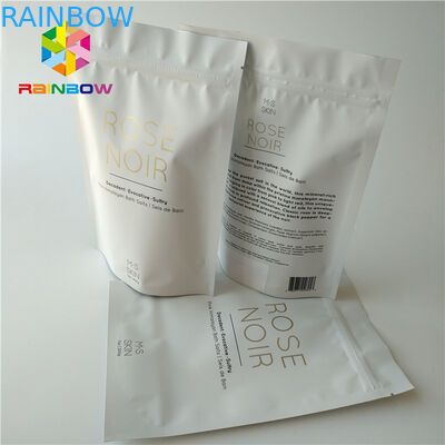 Kilitli Baskılı Folyo Stand Up Kozmetik Ambalaj Çantası Hindistan Cevizi / Kahve Vücut Ovma