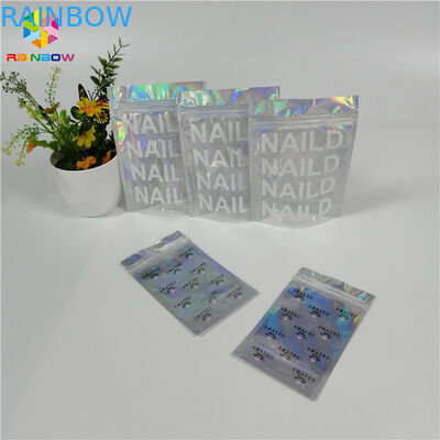 Stand Up Özelleştirilmiş Makyaj Organizatör Çantası Bir Tarafı Temizle Holografik Lazer Ambalaj