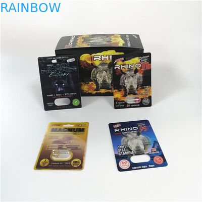 Cinsel Geliştirme Hapları Blister Kart Ambalajı Rhino Serisi Toz Seks Kapsül Paketi İçin