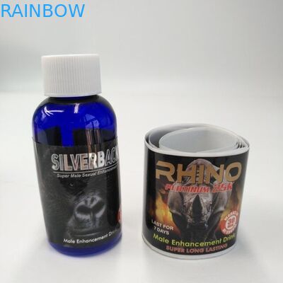 Parlak Finish Blister Kart Ambalaj Kendinden Adhensive Etiketler Erkek Geliştirme İçki için Gergedan Çıkartmaları