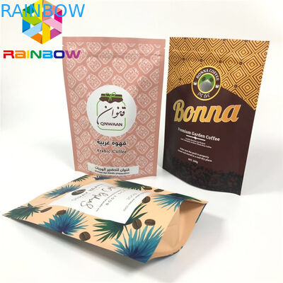Kraft Kağıt Stand Up Kahve Torbaları, Kilitli Plastik Gıda Ambalajları Neme Dayanıklı