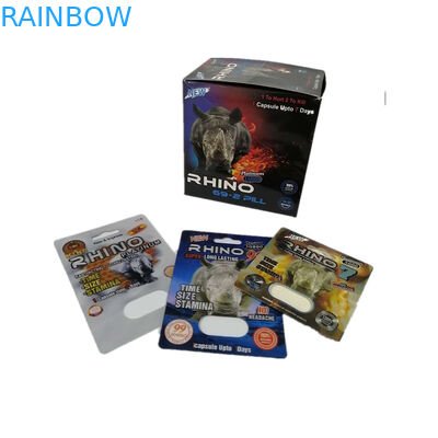 Slayt Blister Ekleme Kartı Kağıt Kutusu Ambalaj Gergedan 69 Seks Hapı 3d Ambalaj Özelleştirilmiş Boyut