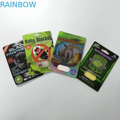 Slayt Blister Ekleme Kartı Kağıt Kutusu Ambalaj Gergedan 69 Seks Hapı 3d Ambalaj Özelleştirilmiş Boyut