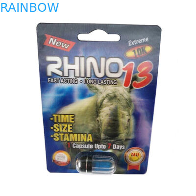 Premier Zen / Gergedan 13 Hapları Kağıt Kutu Ambalaj Blister 3D Kağıt Kartları Gravür Baskı Premier Zen Cinsel pilll kartları