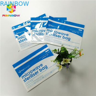 Plastik Mikrodalga Sterilizatör Stand Up Fermuarlı Çantalar İçin Bebek Besleyici / Şişe