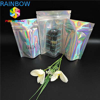 Mylar Hologram Fermuar Kirpik Tutkal Kozmetik Ürünleri Için Özelleştirilmiş Kağıt Torbalar