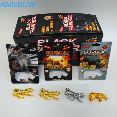 Rhino Şekil Blister Şişe ile Rhino Erkek Geliştirme Hapı Blister Kart Ambalajına Git