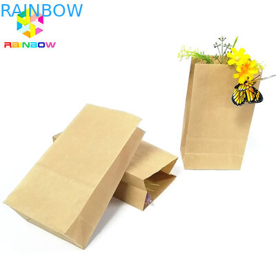 Gıda Sınıfı Kraft Kağıt Düz Taban Çantası Biyobozunur Gres Proof Snack Ambalaj