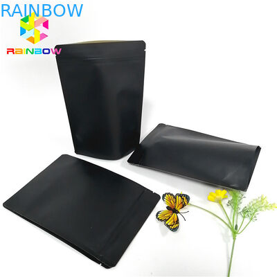 Siyah Kraft Kağıt Torba Ambalaj Özel Logo Stand Up Kılıfı Geri Dönüşümlü Zip Kilidi