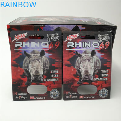 Özel RHINO 96 Hap Blister Ambalaj Ambalaj 3D Lentiküler Kart Çevre Dostu