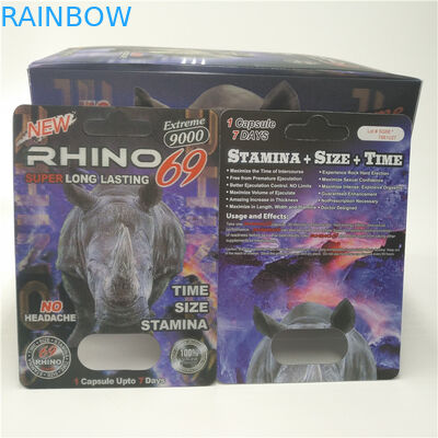 Özel RHINO 96 Hap Blister Ambalaj Ambalaj 3D Lentiküler Kart Çevre Dostu