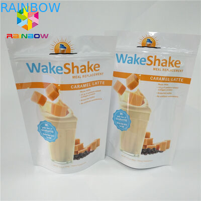 Yeniden Kapanabilir Stand Up Fermuar Çanta Torbaları Süt - Çay Tozu Paketleme Parlak Tamamlanmış Tam Baskı