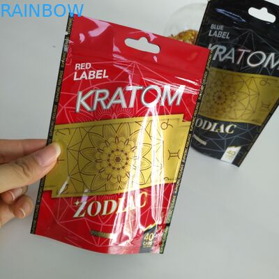 Gıda Sınıfı Kilitli Plastik Torbalar Paketleme Toz / Hap için Kratom Torbaları Stand Up