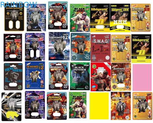 Özel Baskılı Blister Kağıt Kartları Spar XXX Pembe Erkek Geliştirme Kapsülü Için Sıcak Damgalama