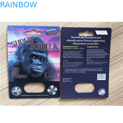 Geri dönüşümlü Kağıt Kartı Ambalajı Panter Gergedan 25k Erkek Geliştirme Hapı Paketi