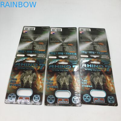 Gergedan 7 5000 Kapsül Blister Kart Ambalaj 3D Kağıt Erkek Cinsel Haplar Ekran Kutusu