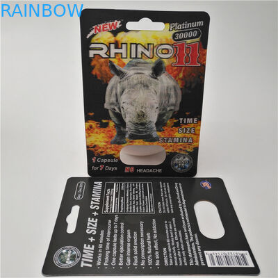 Rhino Serisi 3D Blister Kart Ambalajı Rhino 9K / 7/12 Erkek Geliştirme Hapı Kapsülü İçin