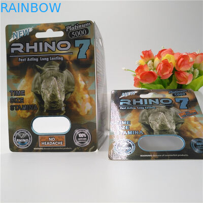 Rhino Serisi 3D Blister Kart Ambalajı Rhino 9K / 7/12 Erkek Geliştirme Hapı Kapsülü İçin