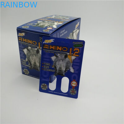 Rhino Serisi 3D Blister Kart Ambalajı Rhino 9K / 7/12 Erkek Geliştirme Hapı Kapsülü İçin