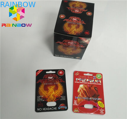 3d Gergedan Blister Kart Plastik Blister Kapsül Seks Hapları Için Ambalaj Ekran Kutusu