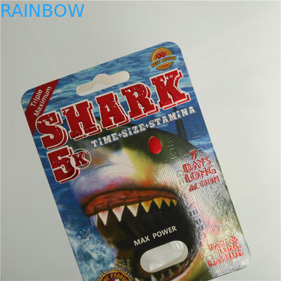 Plastik Mermi ile Kağıt Blister Kart Ambalaj Erkek Geliştirme Hapları Paketi