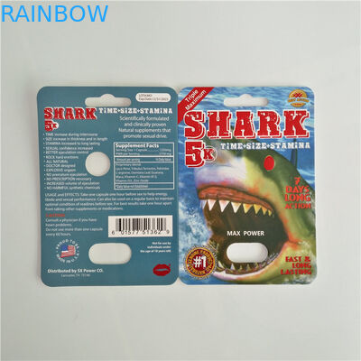 Plastik Mermi ile Kağıt Blister Kart Ambalaj Erkek Geliştirme Hapları Paketi