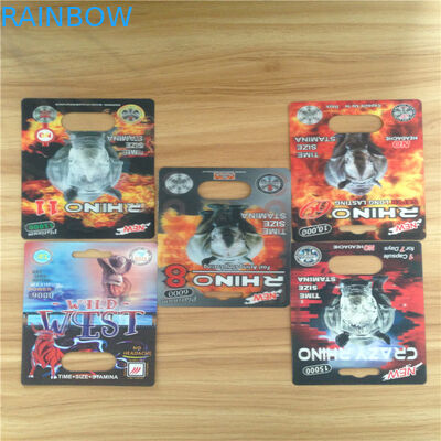 PP 3D Kartlar Kapsüller Ambalaj Blister Cinsel Performans Rhino 69 Çevre Dostu