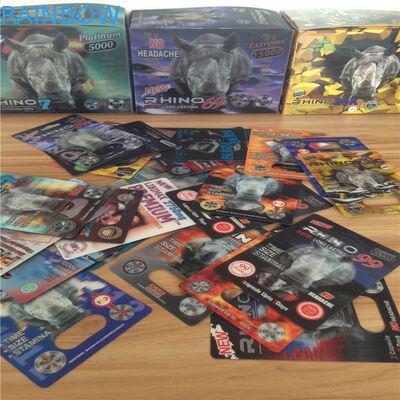 PP 3D Kartlar Kapsüller Ambalaj Blister Cinsel Performans Rhino 69 Çevre Dostu