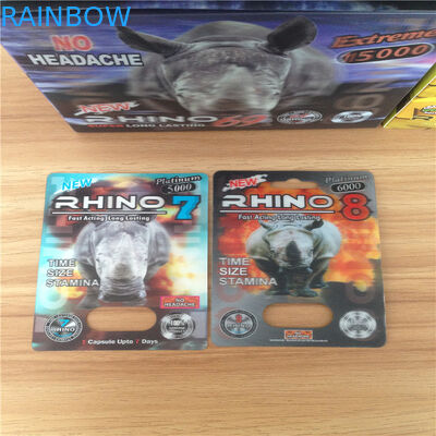 PP 3D Kartlar Kapsüller Ambalaj Blister Cinsel Performans Rhino 69 Çevre Dostu