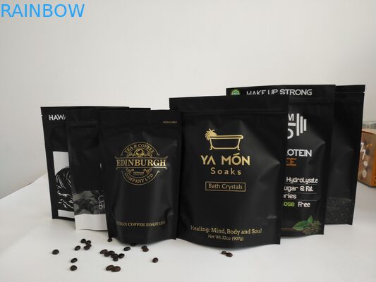 Gravür Baskı Alüminyum Folyo Çantalar, Öğütülmüş Kahve Vanalı Fermuarlı Çanta Stand Up