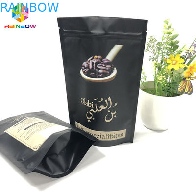 Gravür Baskı Alüminyum Folyo Çantalar, Öğütülmüş Kahve Vanalı Fermuarlı Çanta Stand Up