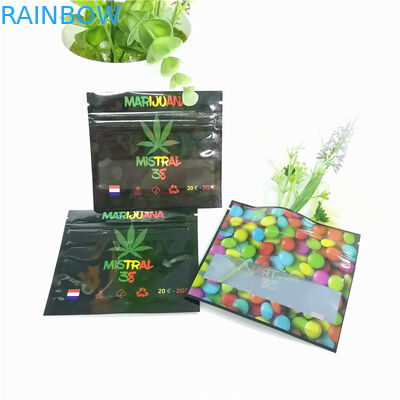 Şeffaf Bitkisel Tütsü Ambalaj Küçük Kilitli Bir Tarafı Temizle Alüminyum Folyo