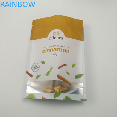 Mat Beyaz Arka Plan Fermuarlı Kozmetik Çantaları Doypack 40g Tarçın Stand Up