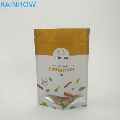 Mat Beyaz Arka Plan Fermuarlı Kozmetik Çantaları Doypack 40g Tarçın Stand Up