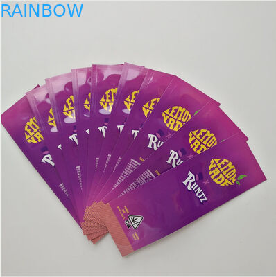 CBD Weed Esrar için Üç Yan Mühür Plastik Torbalar Ambalaj Fermuar Üst Çanta